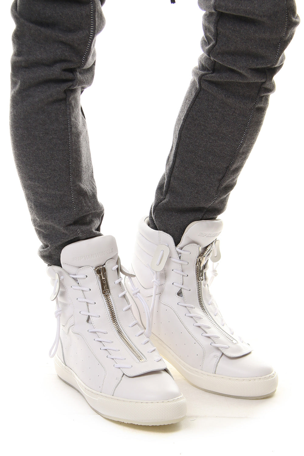 FRONT ZIP HIGH  SNEAKER White
