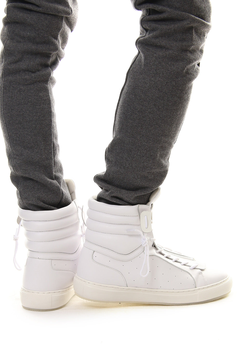 FRONT ZIP HIGH  SNEAKER White