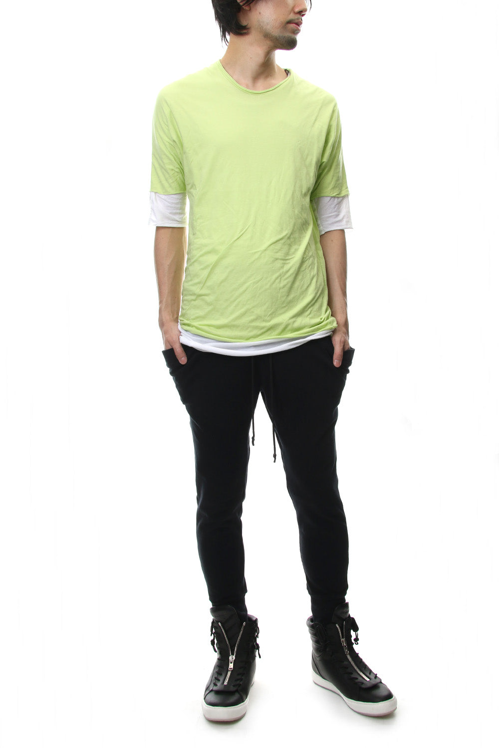 DOUBLE DOLMAN T-SHIRT Acid Yellow