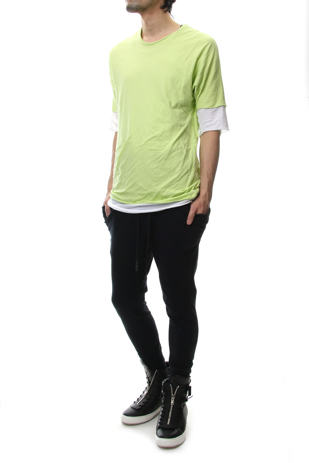 DOUBLE DOLMAN T-SHIRT Acid Yellow