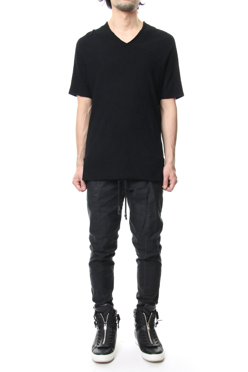 CROSS NECK T-SHIRT Black