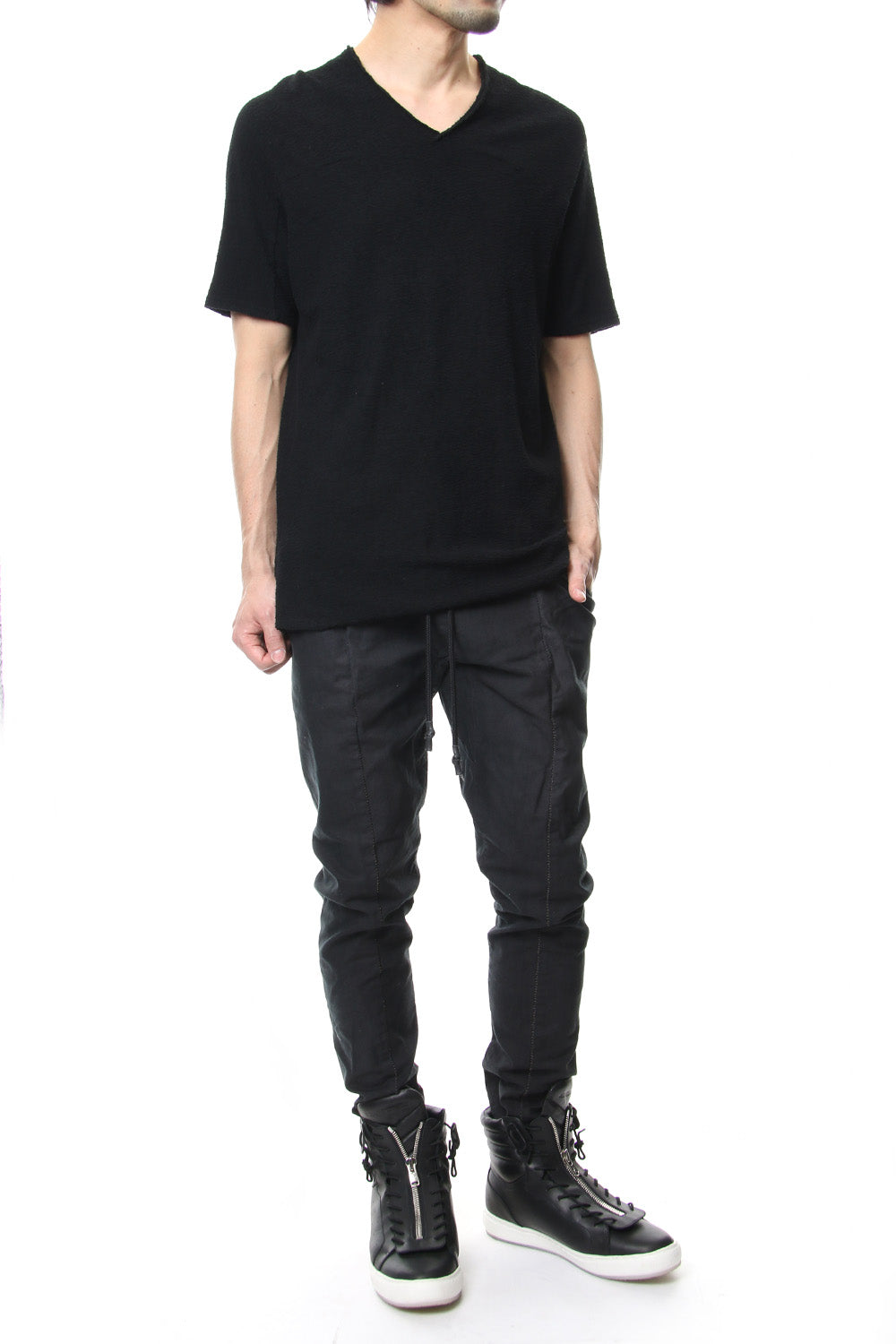 CROSS NECK T-SHIRT Black