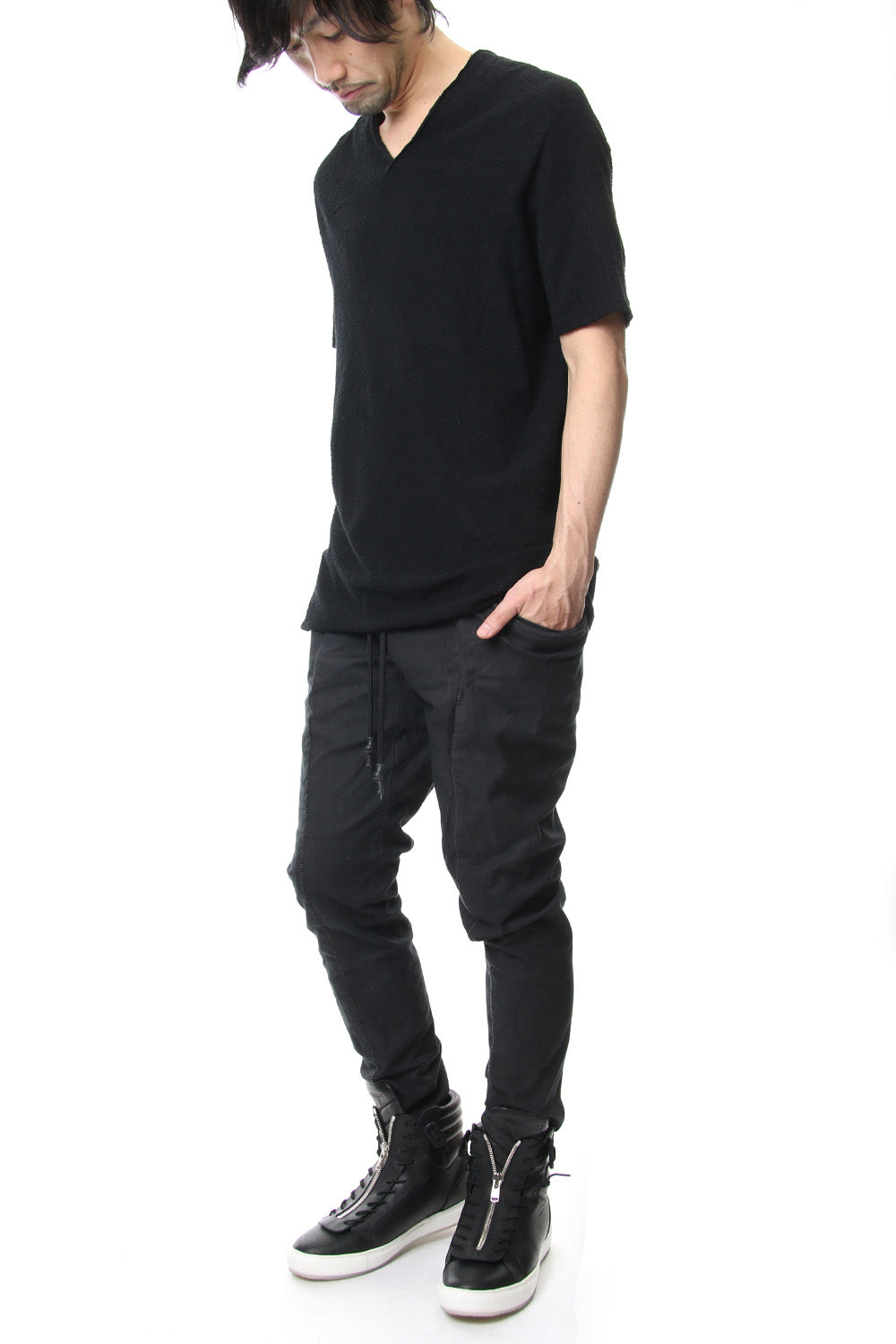 CROSS NECK T-SHIRT Black