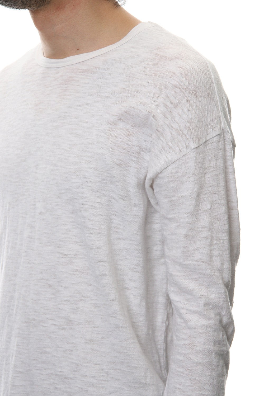 DROP SHOULDER L/S  T-SHIRT Slub White