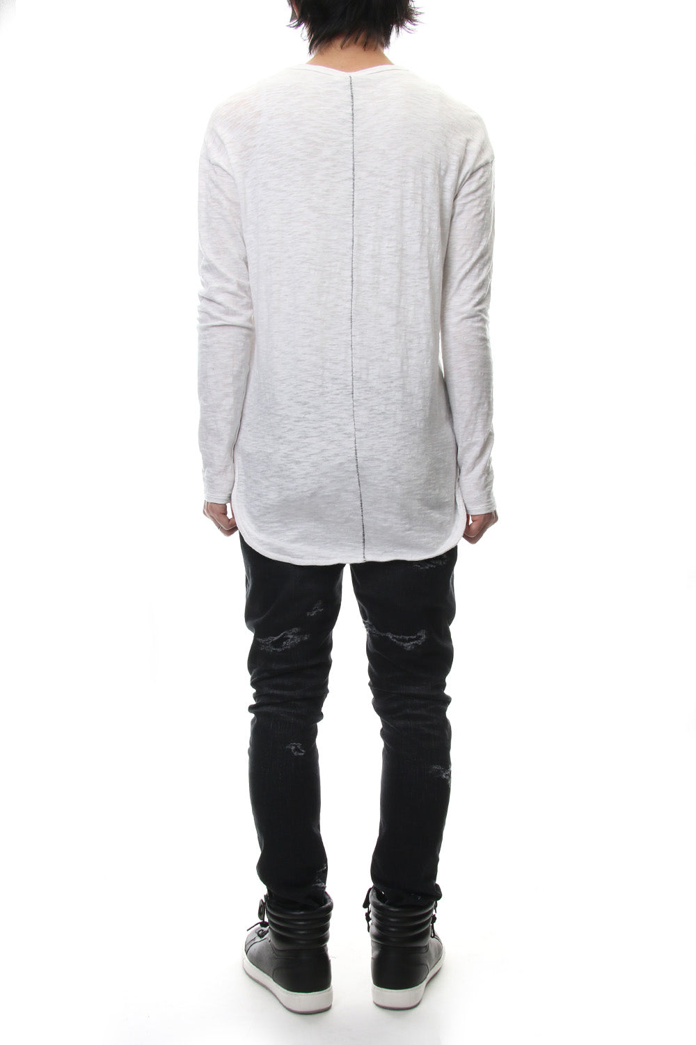 DROP SHOULDER L/S  T-SHIRT Slub White