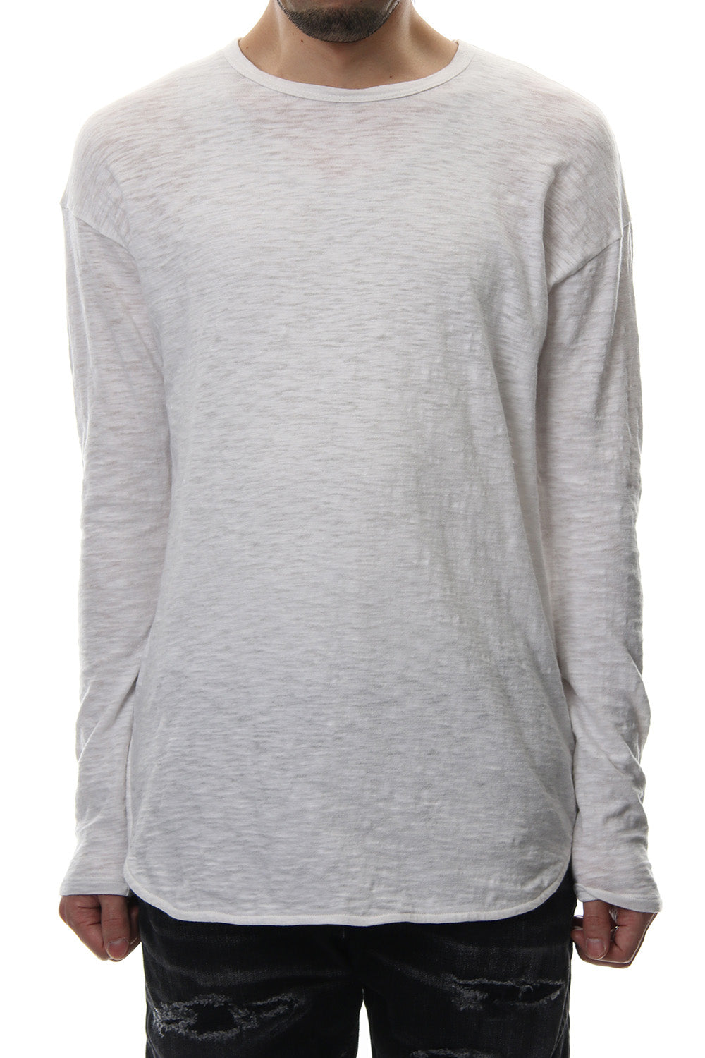 DROP SHOULDER L/S  T-SHIRT Slub White