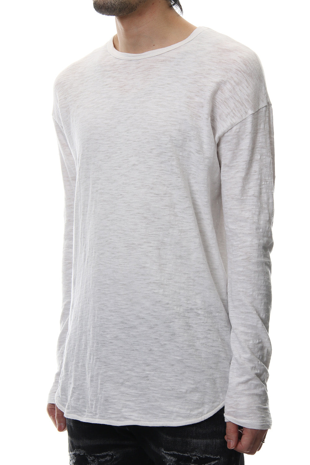 DROP SHOULDER L/S  T-SHIRT Slub White