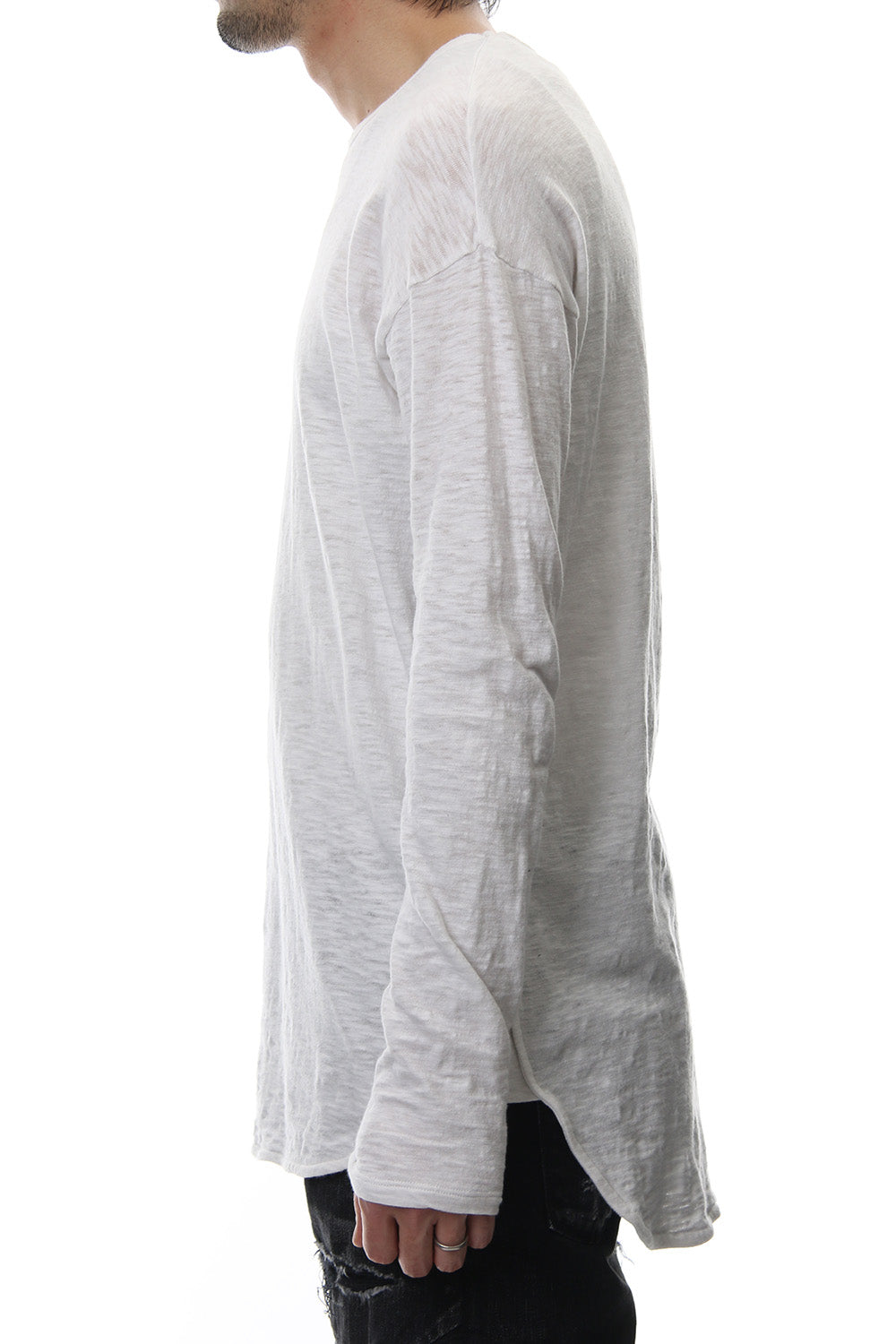 DROP SHOULDER L/S  T-SHIRT Slub White