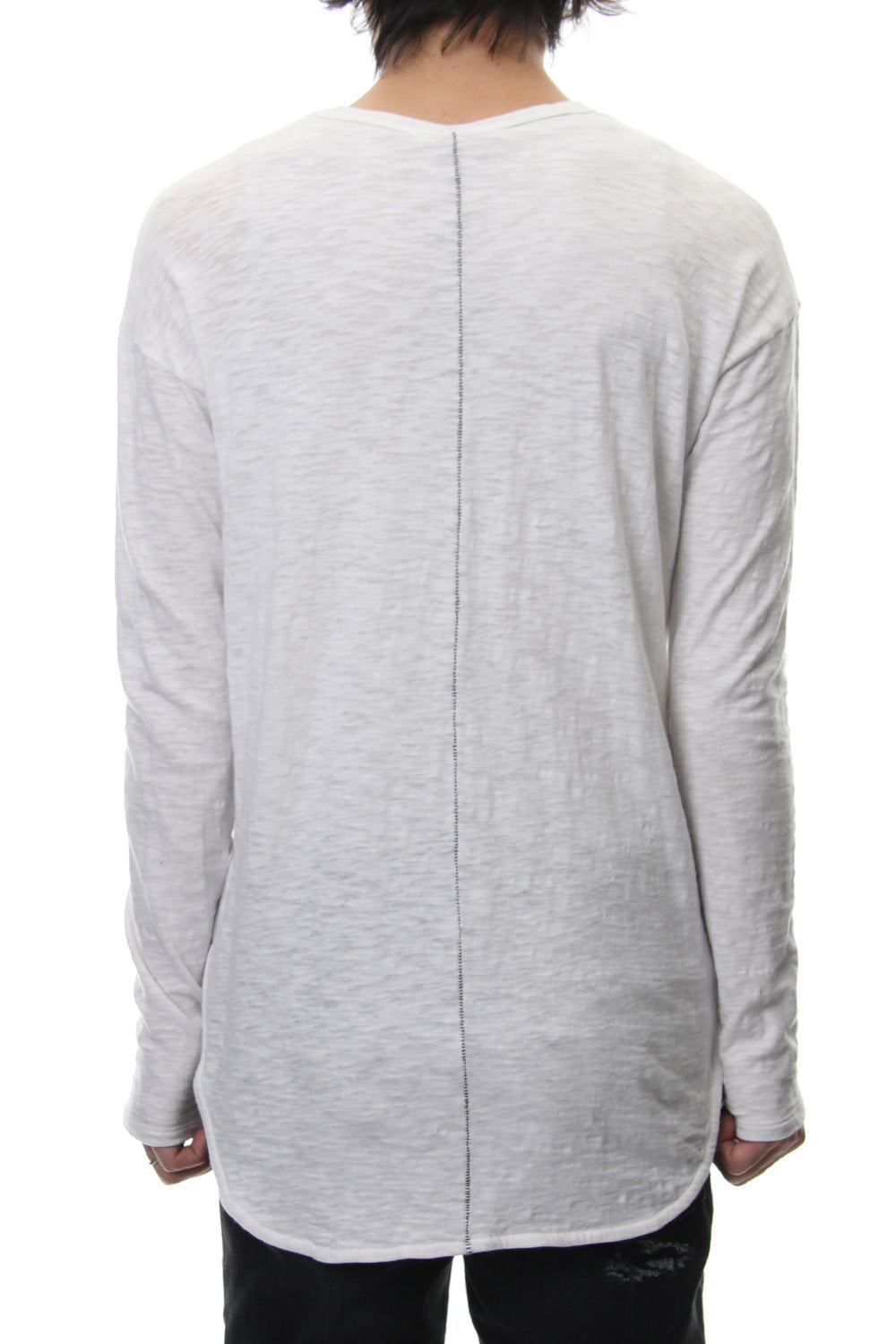 DROP SHOULDER L/S  T-SHIRT Slub White