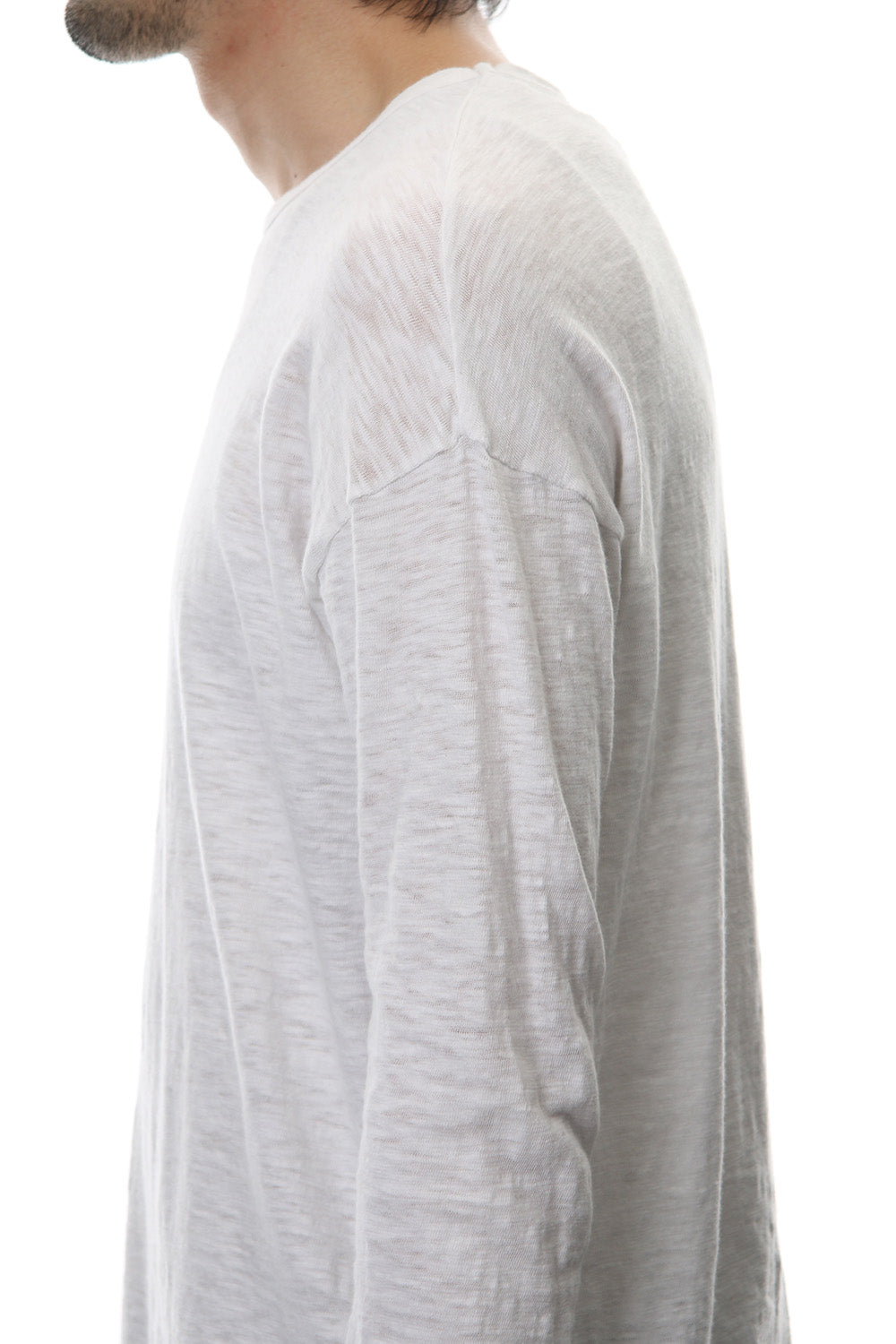 DROP SHOULDER L/S  T-SHIRT Slub White