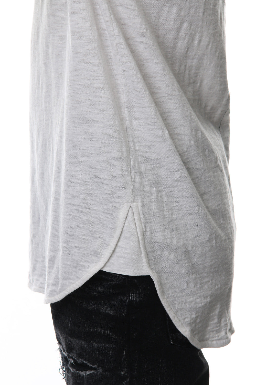 DROP SHOULDER L/S  T-SHIRT Slub White
