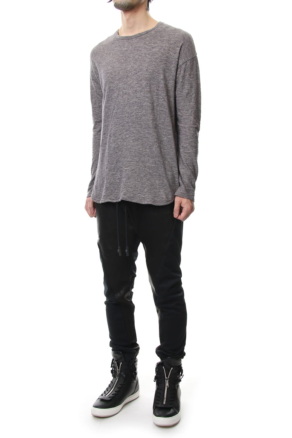 DROP SHOULDER L/S  T-SHIRT Slub Gray