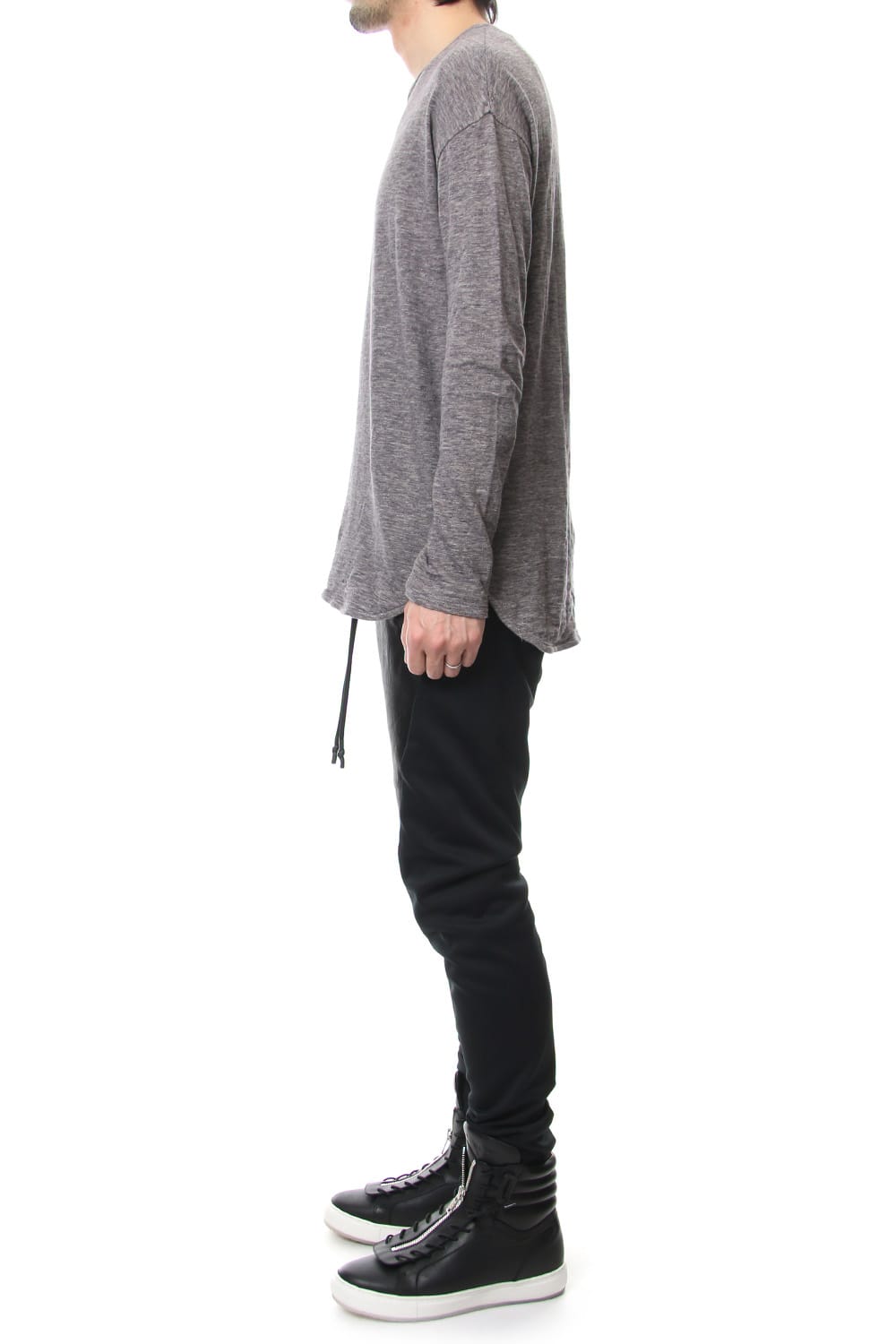 DROP SHOULDER L/S  T-SHIRT Slub Gray