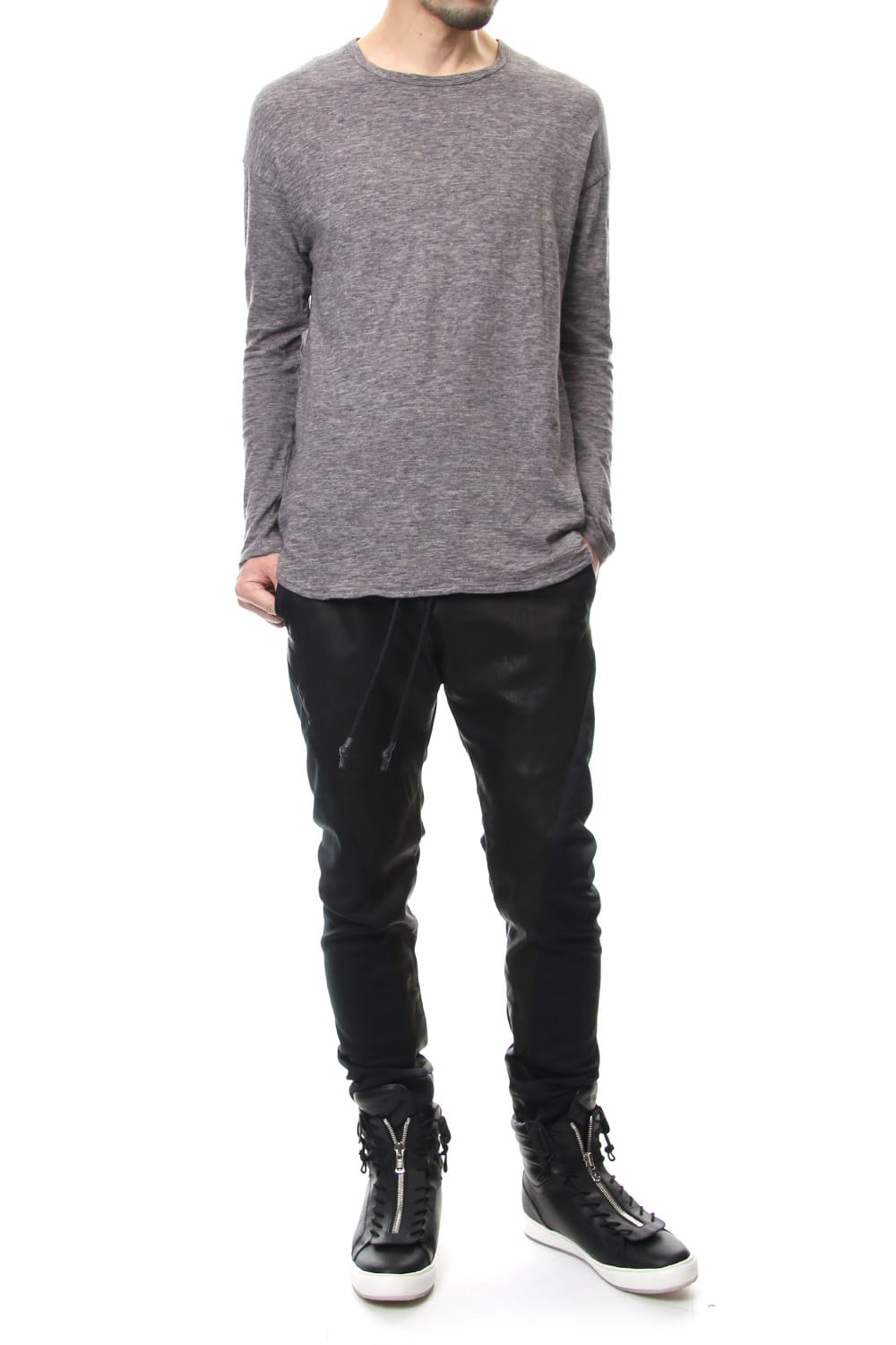 DROP SHOULDER L/S  T-SHIRT Slub Gray