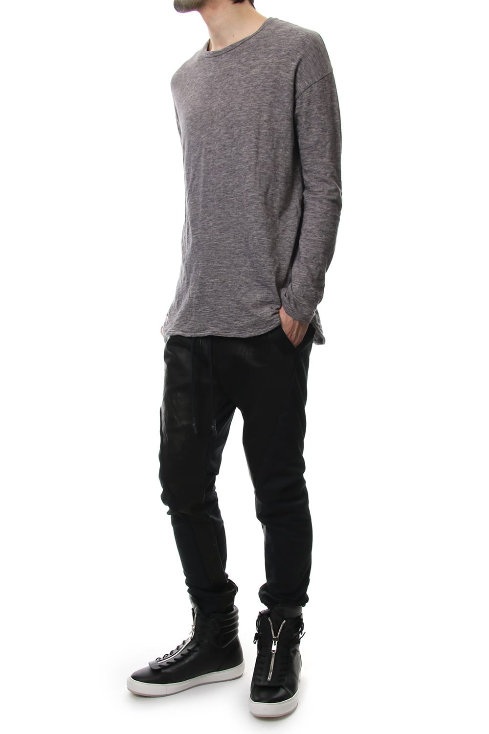 DROP SHOULDER L/S  T-SHIRT Slub Gray