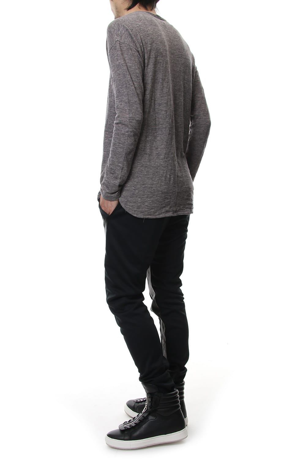 DROP SHOULDER L/S  T-SHIRT Slub Gray