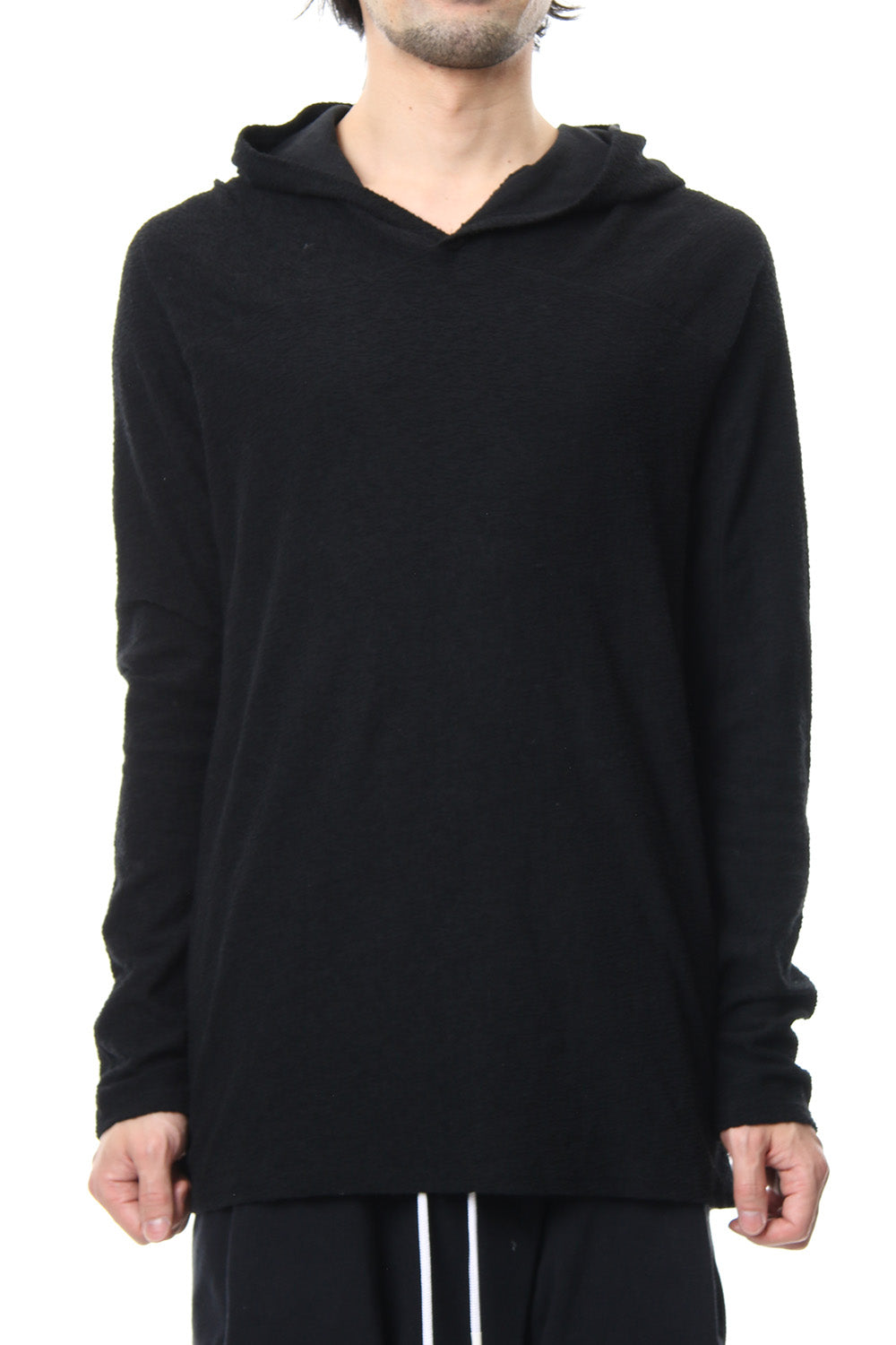 CROSS NECK HOODIE Black