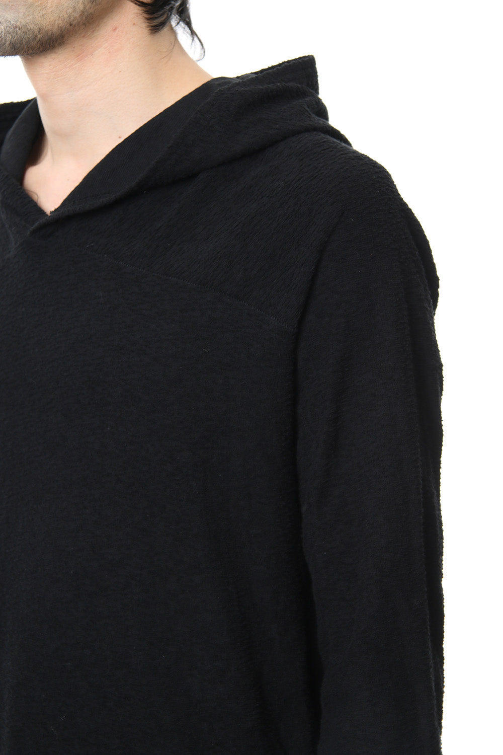 CROSS NECK HOODIE Black