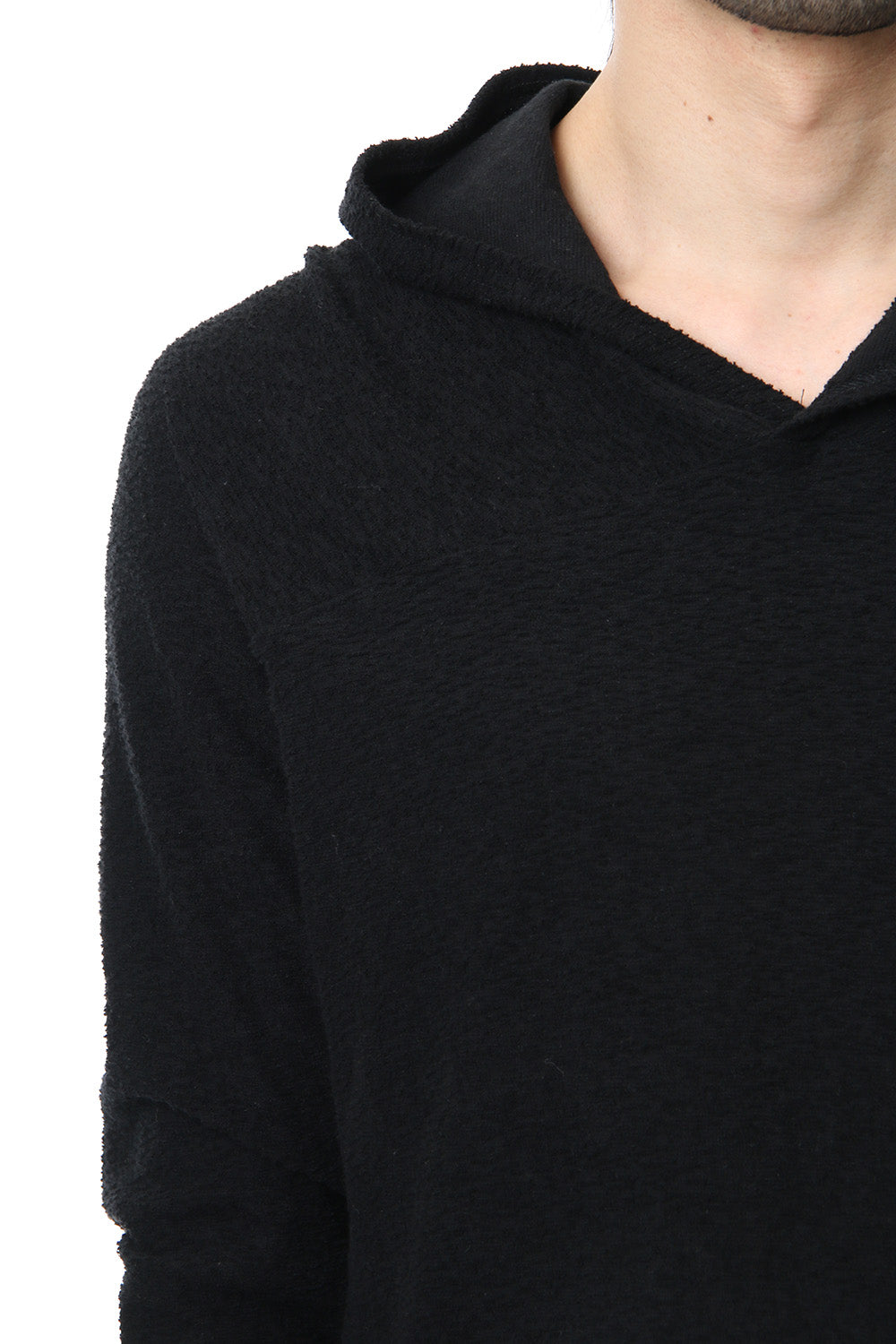 CROSS NECK HOODIE Black