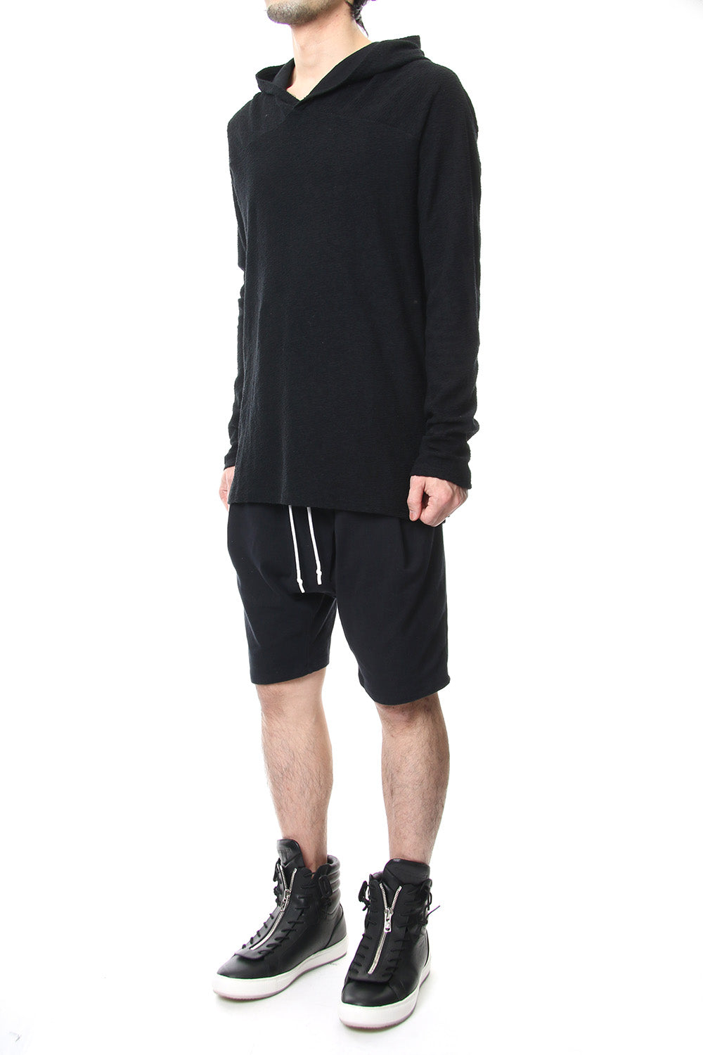 CROSS NECK HOODIE Black