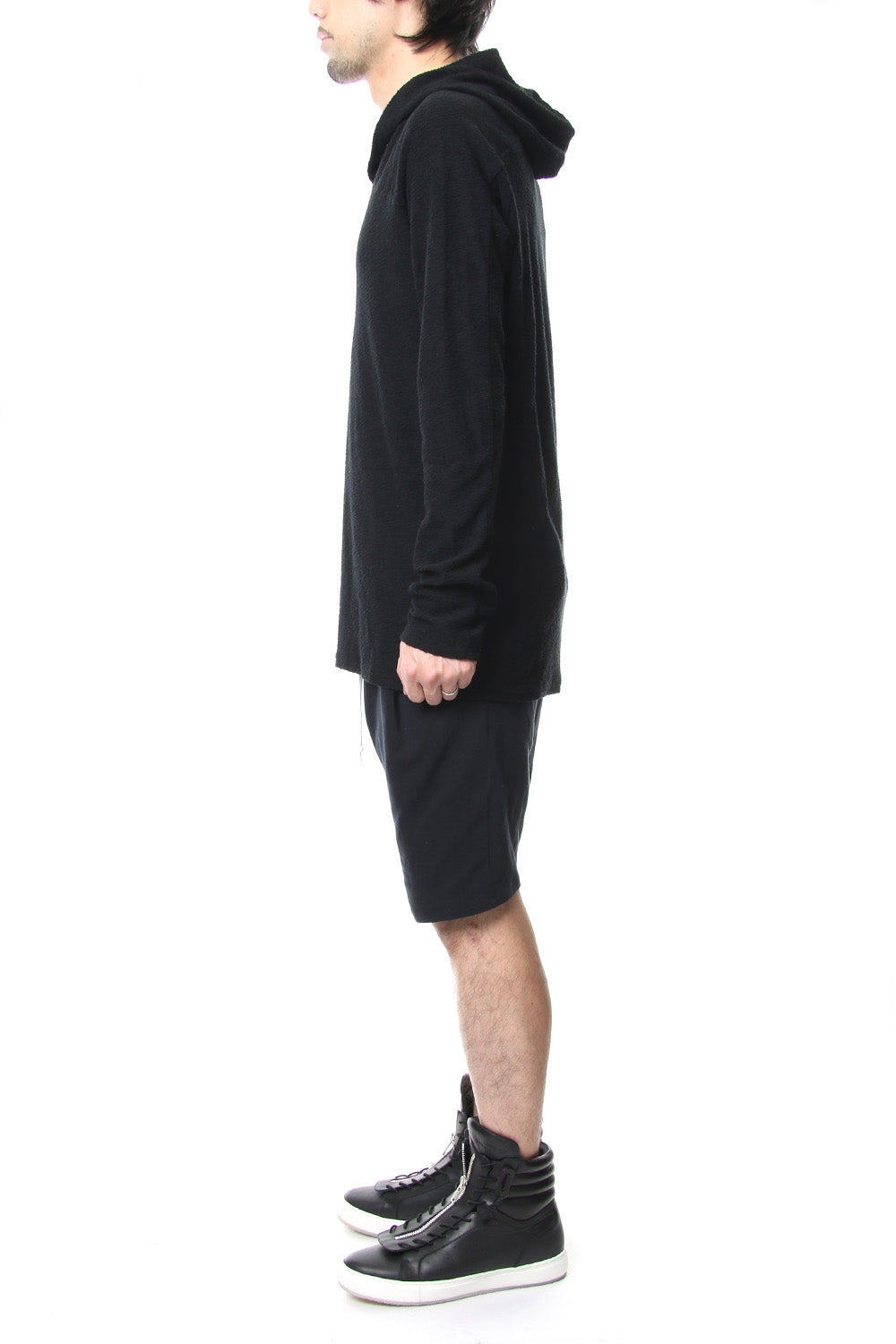 CROSS NECK HOODIE Black