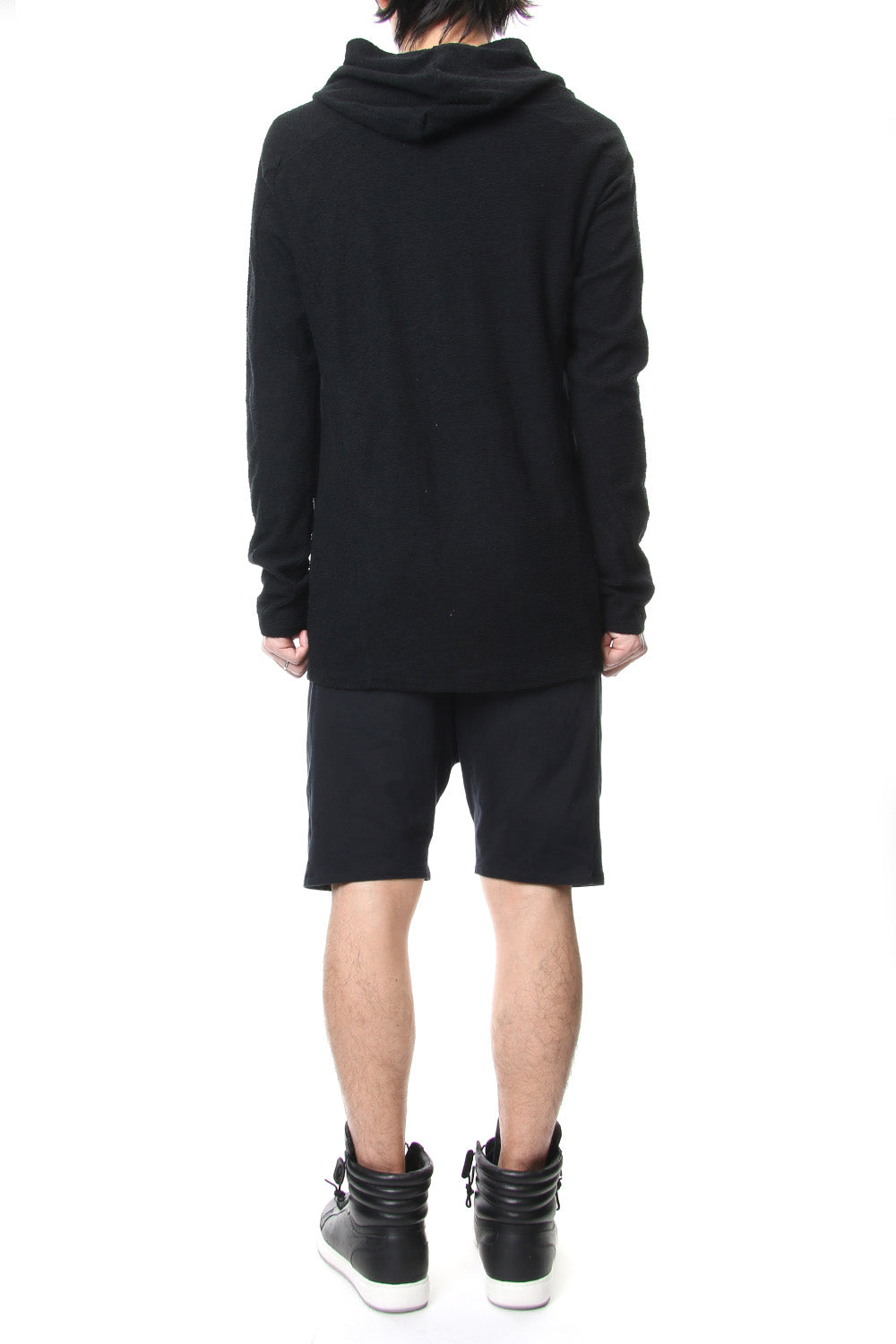 CROSS NECK HOODIE Black
