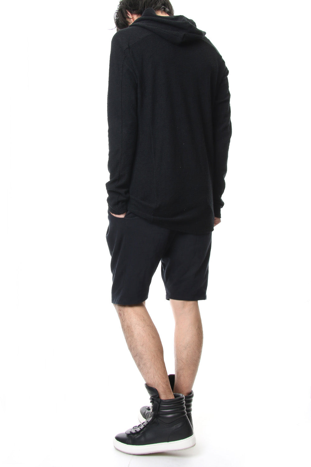 CROSS NECK HOODIE Black