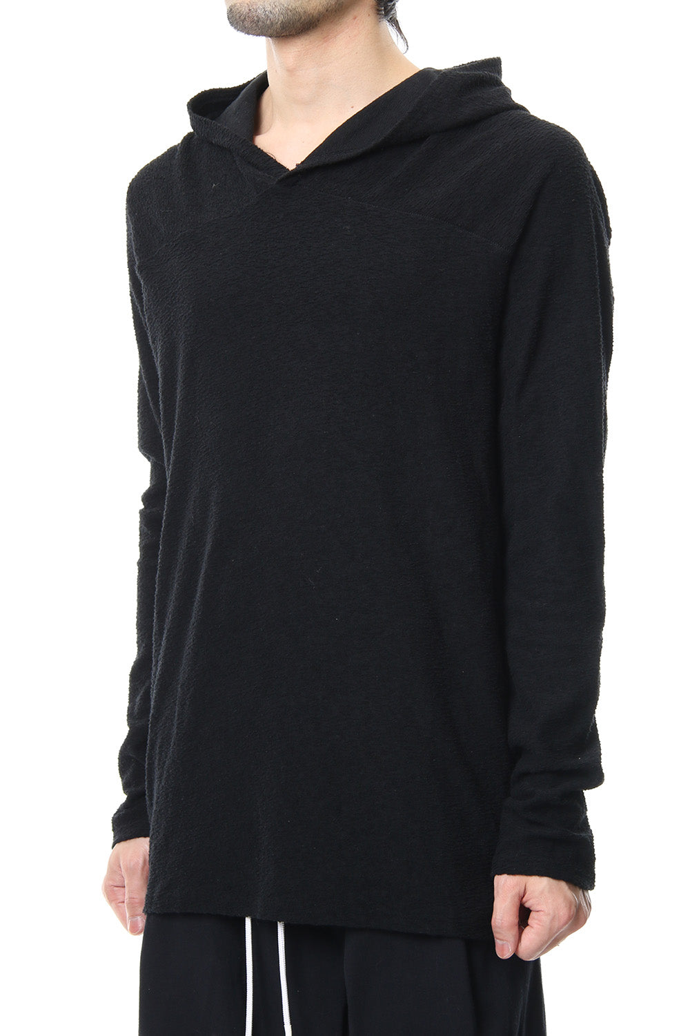 CROSS NECK HOODIE Black
