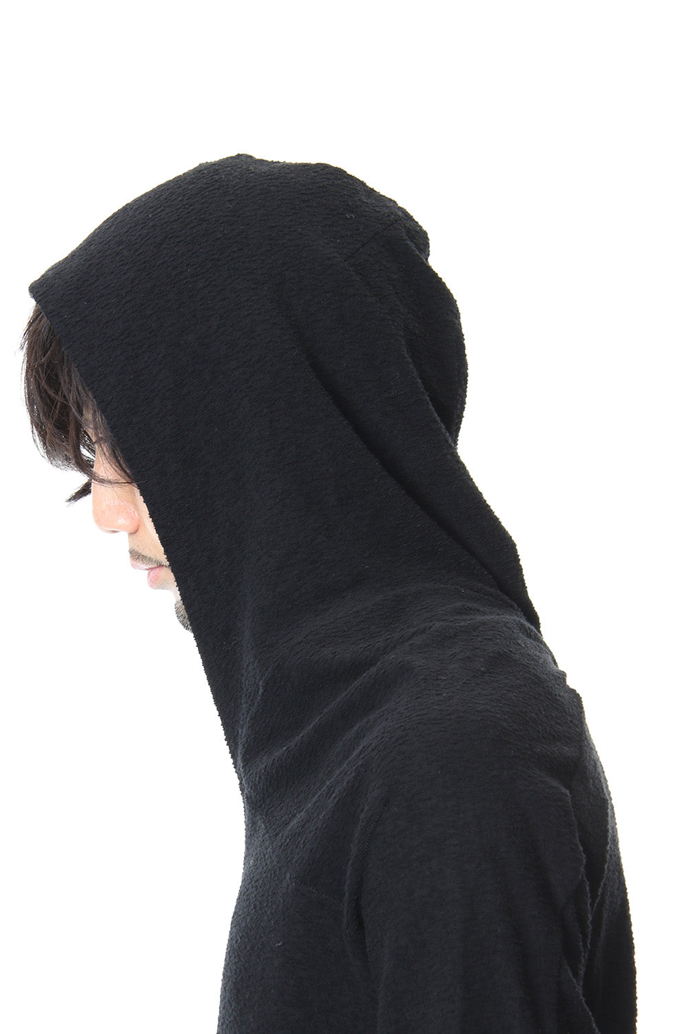 CROSS NECK HOODIE Black