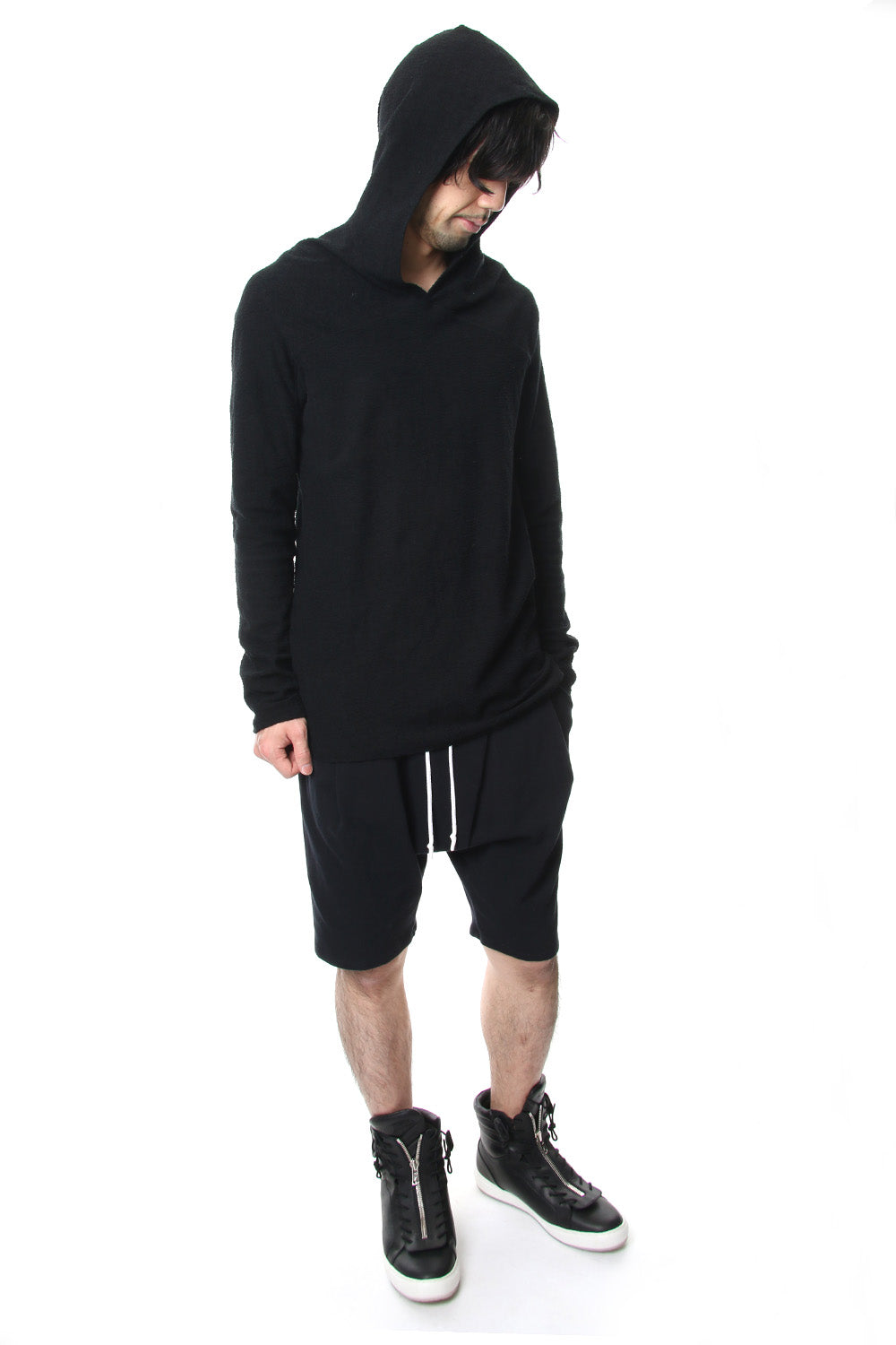 CROSS NECK HOODIE Black
