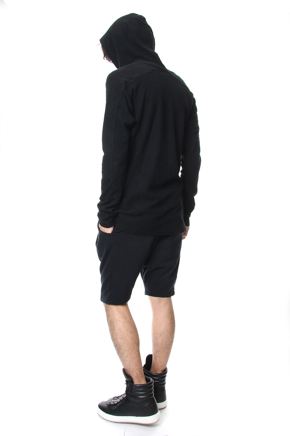 CROSS NECK HOODIE Black