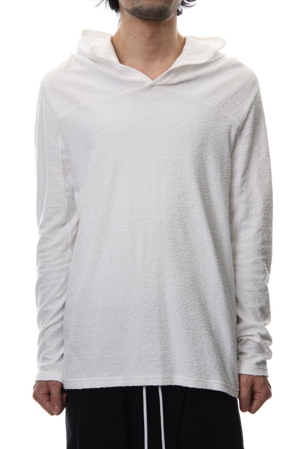 CROSS NECK HOODIE White