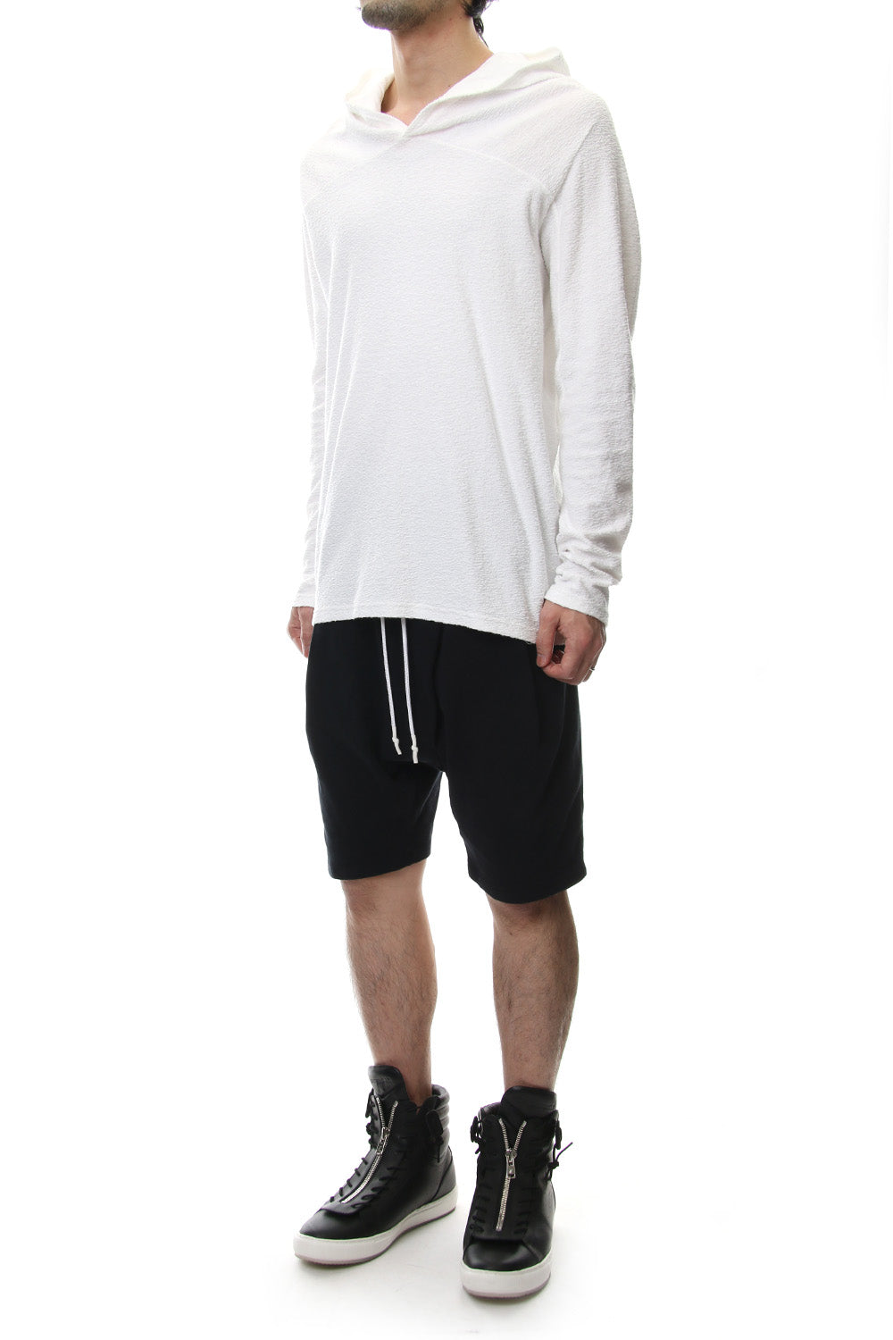 CROSS NECK HOODIE White