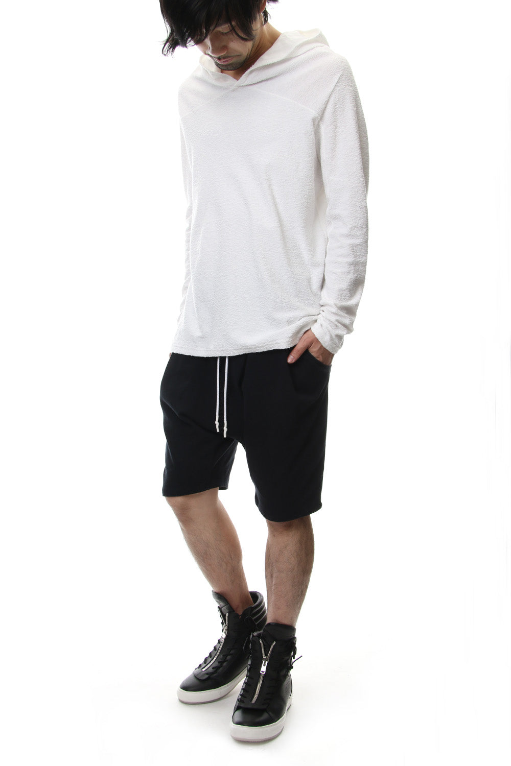 CROSS NECK HOODIE White