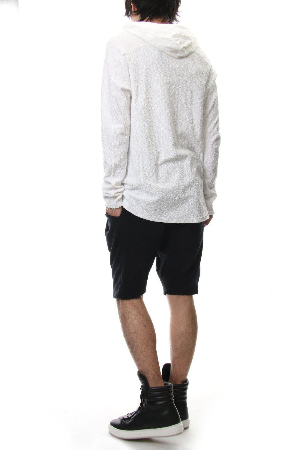 CROSS NECK HOODIE White
