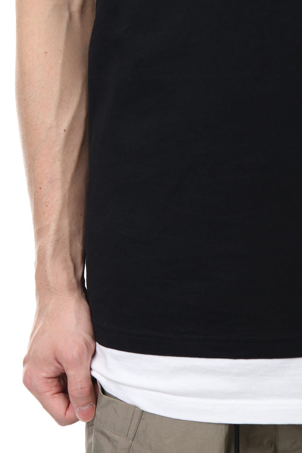 LAYERED DOLMAN S/S T-SHIRT Black×White