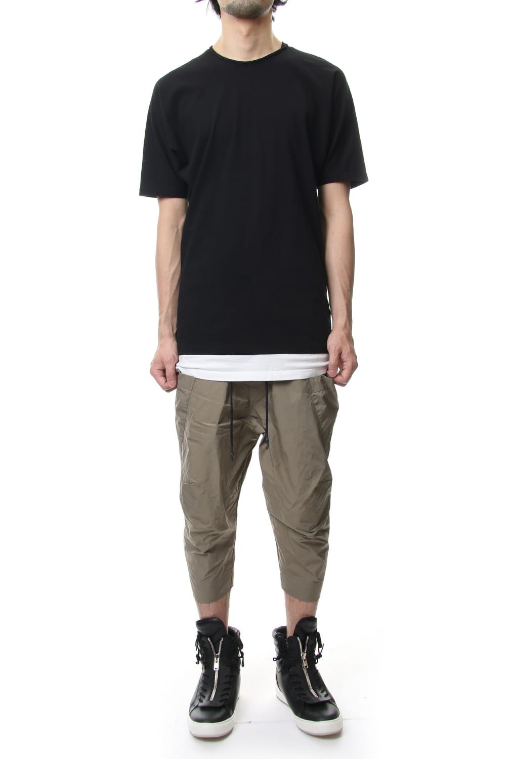 LAYERED DOLMAN S/S T-SHIRT Black×White
