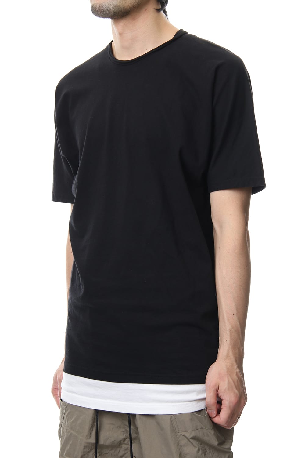 LAYERED DOLMAN S/S T-SHIRT Black×White