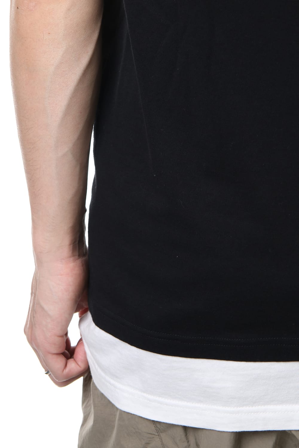 LAYERED DOLMAN S/S T-SHIRT Black×White