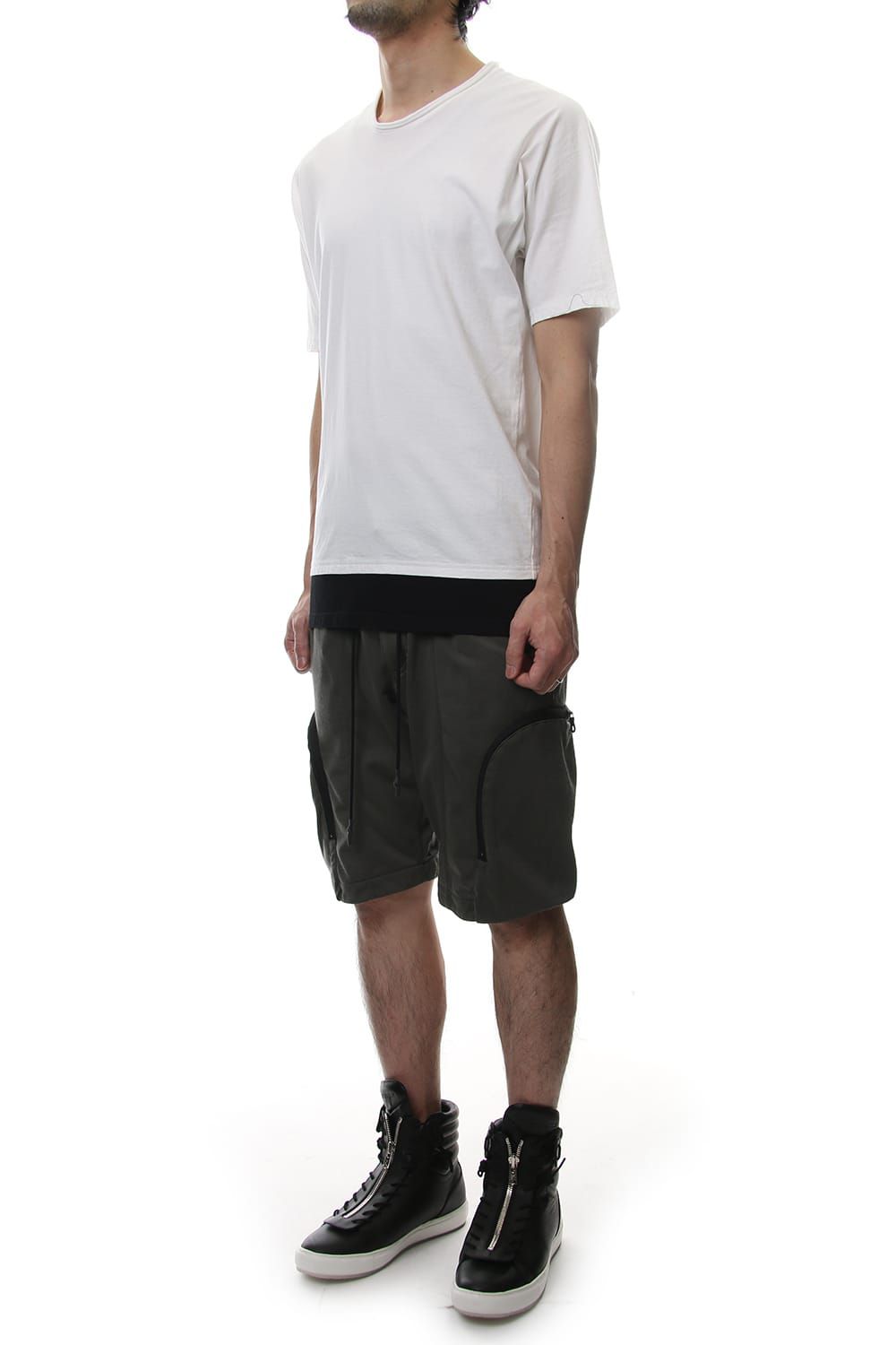 LAYERED DOLMAN S/S T-SHIRT White×Black