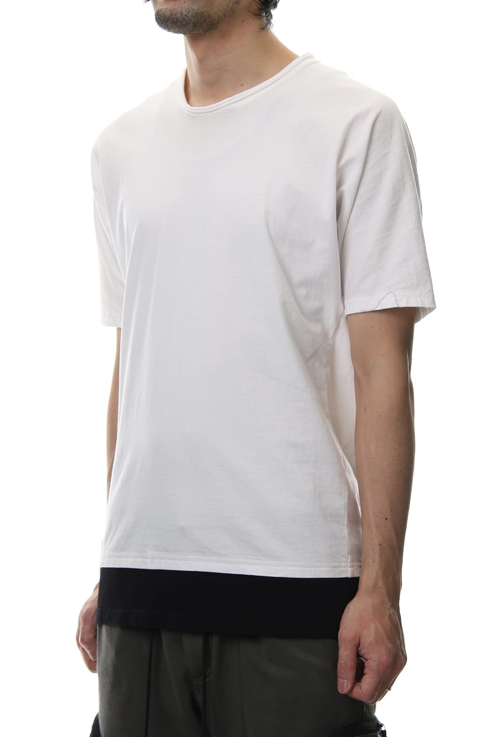 LAYERED DOLMAN S/S T-SHIRT White×Black