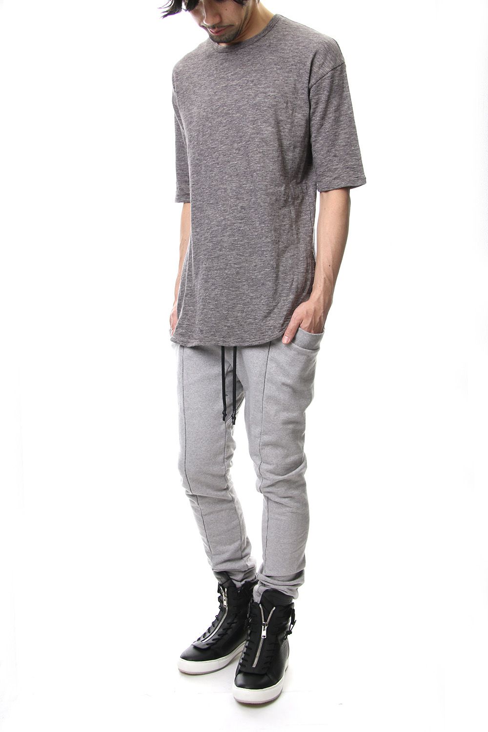 DROP SHOULDER S/S T-SHIRT Slub Gray