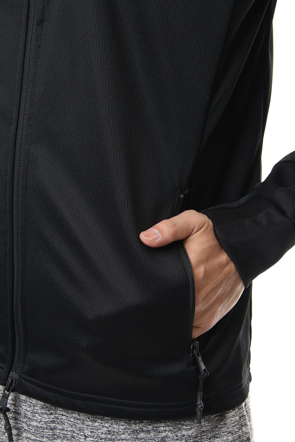 LEATHER LINE JERSEY JACKET Black