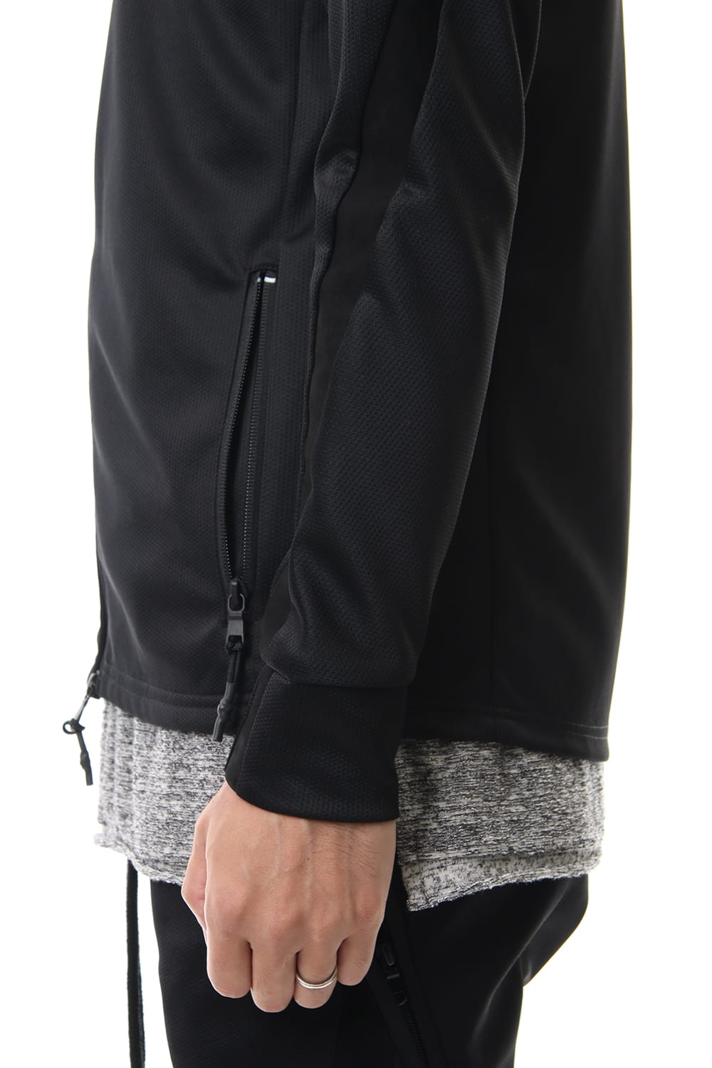 LEATHER LINE JERSEY JACKET Black