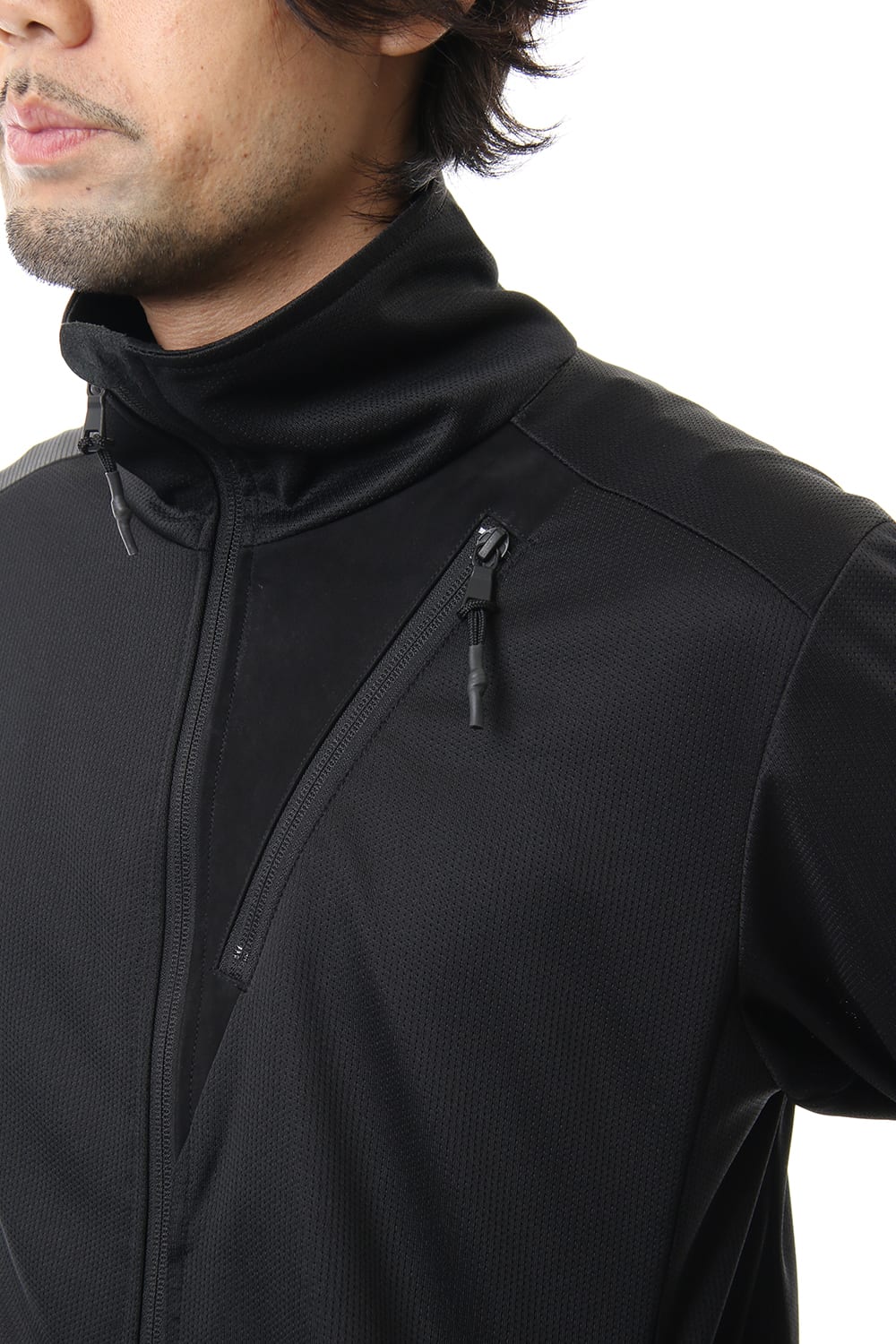 LEATHER LINE JERSEY JACKET Black