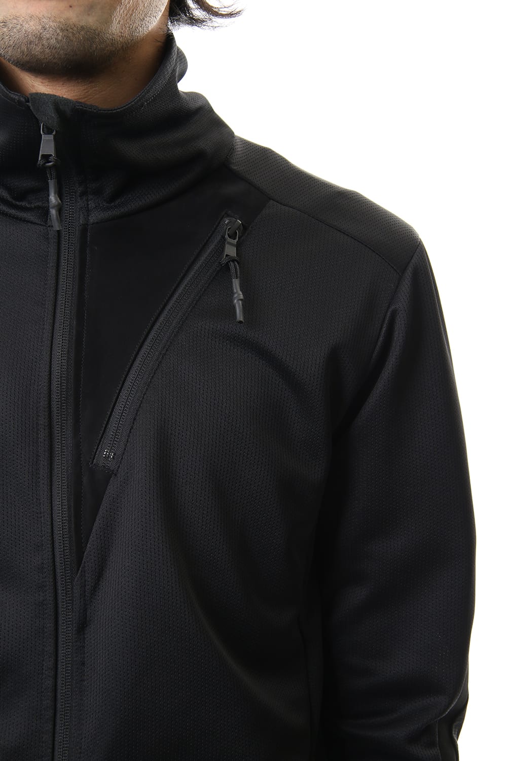 LEATHER LINE JERSEY JACKET Black