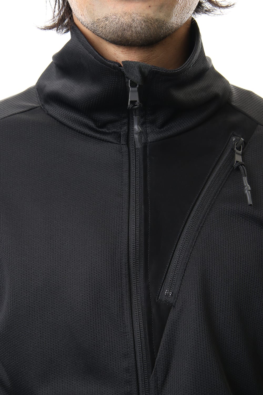 LEATHER LINE JERSEY JACKET Black