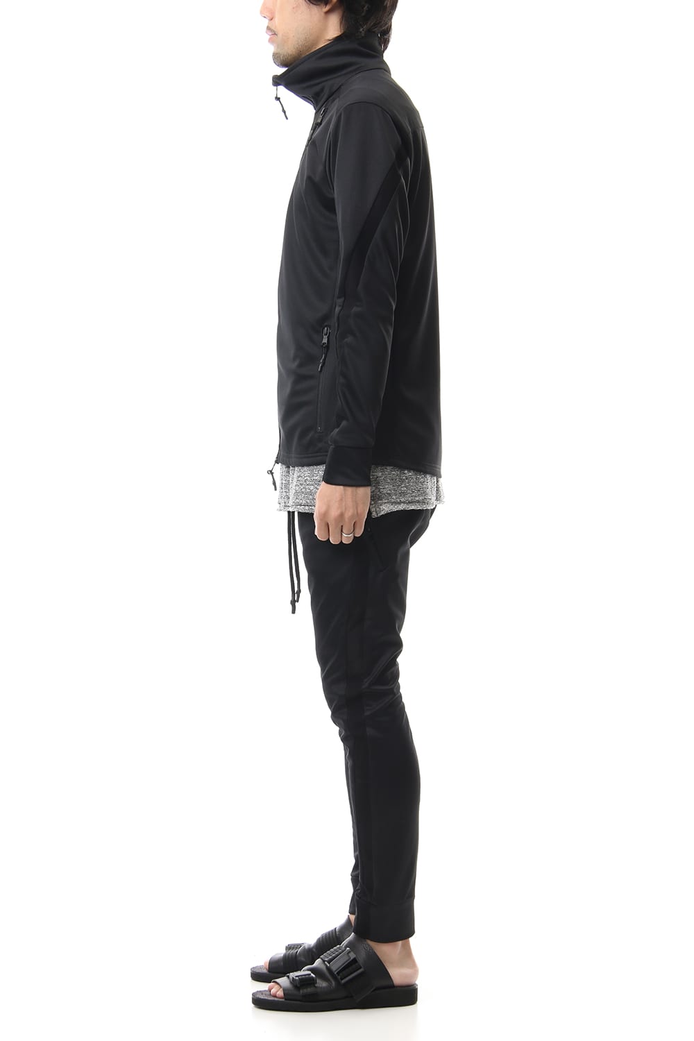 LEATHER LINE JERSEY JACKET Black