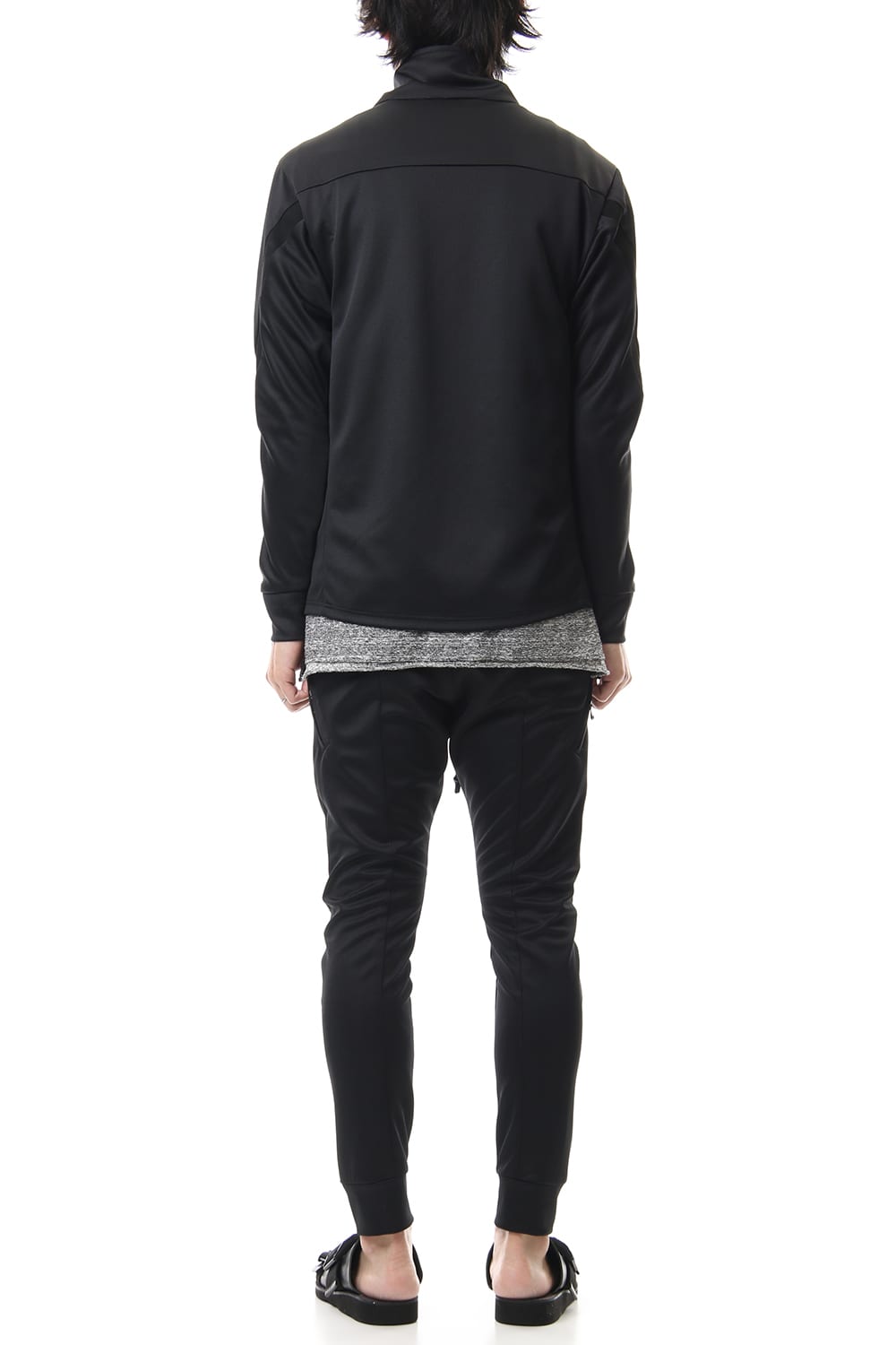 LEATHER LINE JERSEY JACKET Black