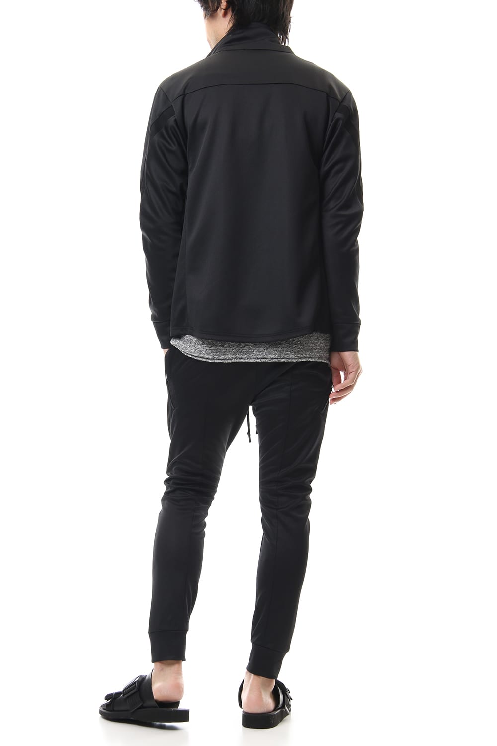 LEATHER LINE JERSEY JACKET Black